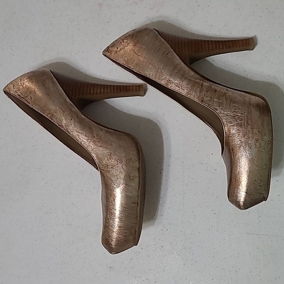 BCBGENERATION Women's Holmy Gold & Brown Marbled-Look Heels Size 7.5 - Picture 4 of 14